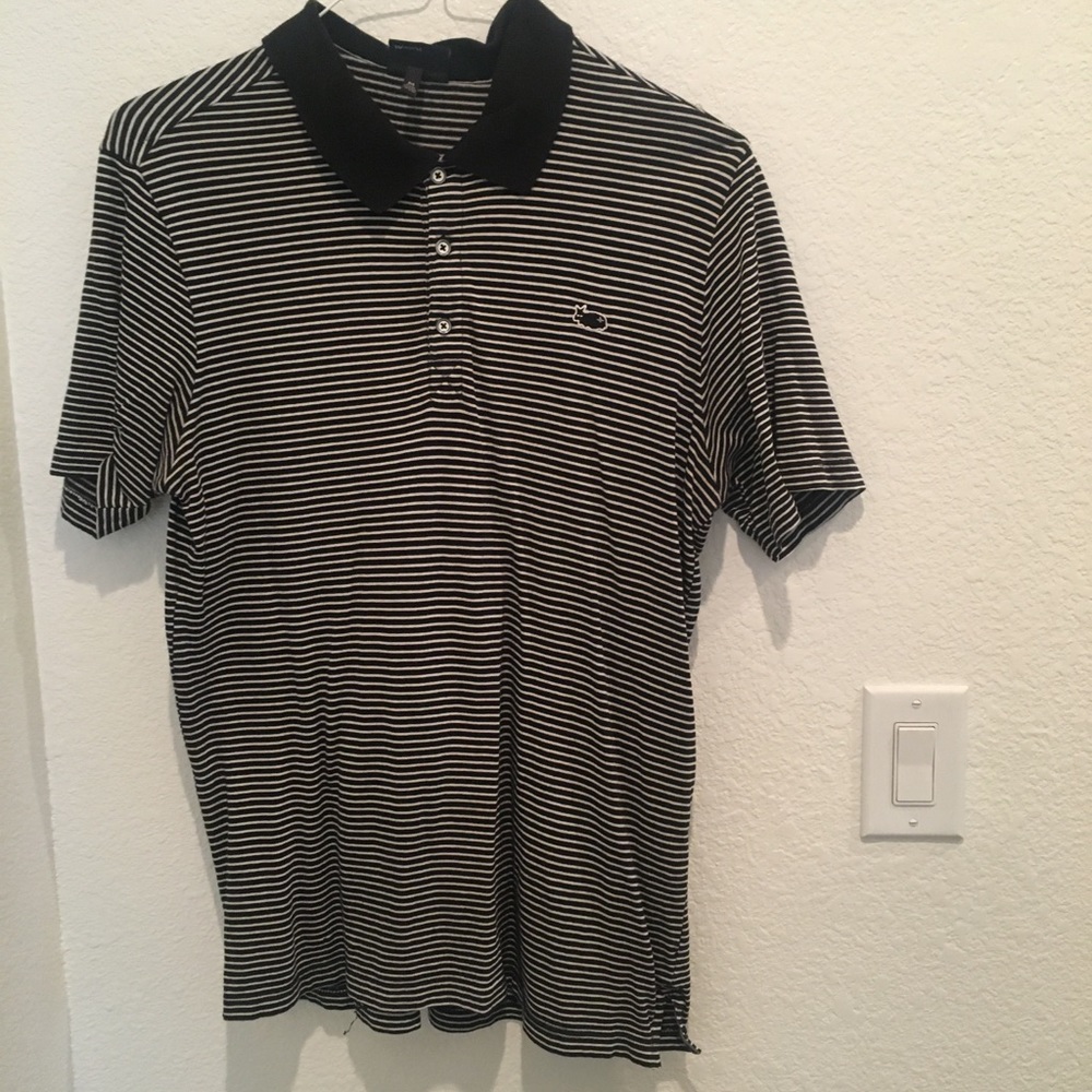 Hurley black and white striped polo size: M